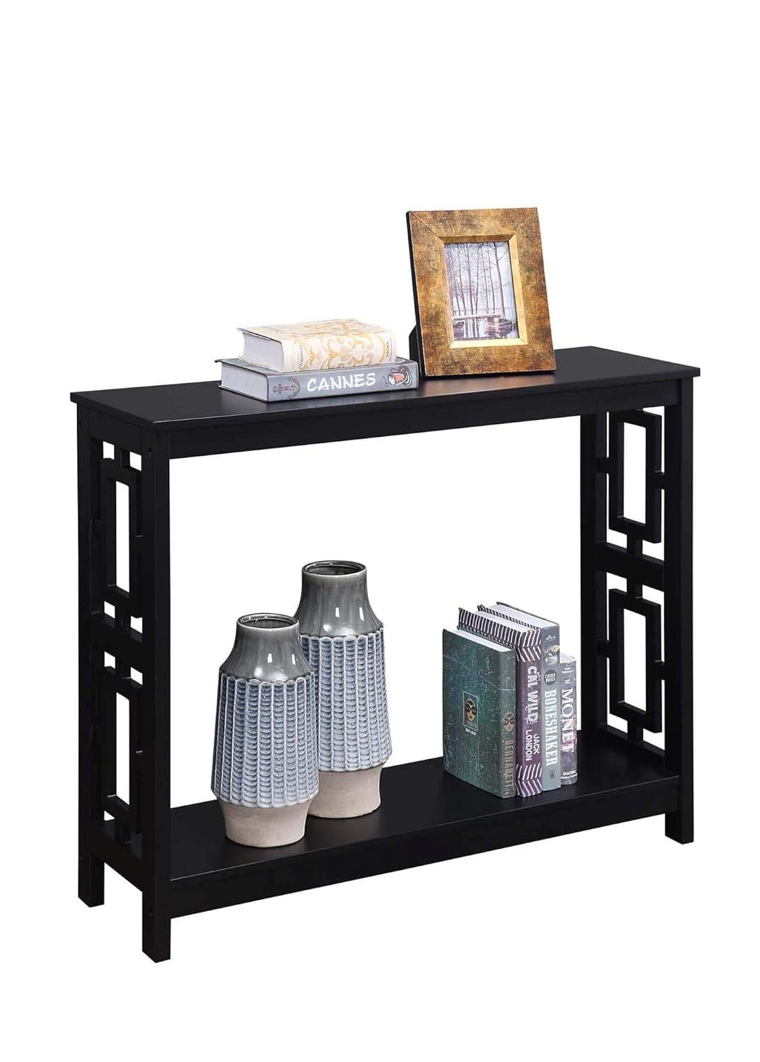 Convenience Concepts Town Square Console Table in Black Wood Finish