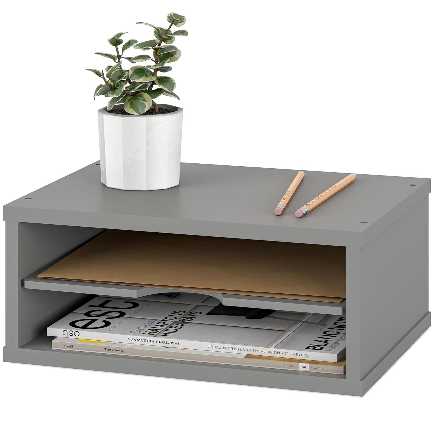 Ballucci Logan Stackable 2-Tier Paper Organizer and Monitor Stand