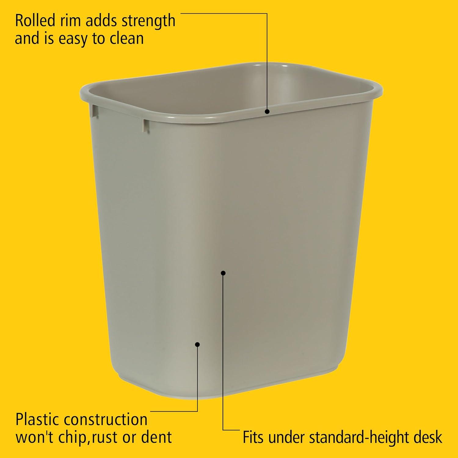 Rubbermaid Commercial Products 28QT/7 GAL Wastebasket Trash Container, for Home/Office/Under Desk, Beige (FG295600BEIG)