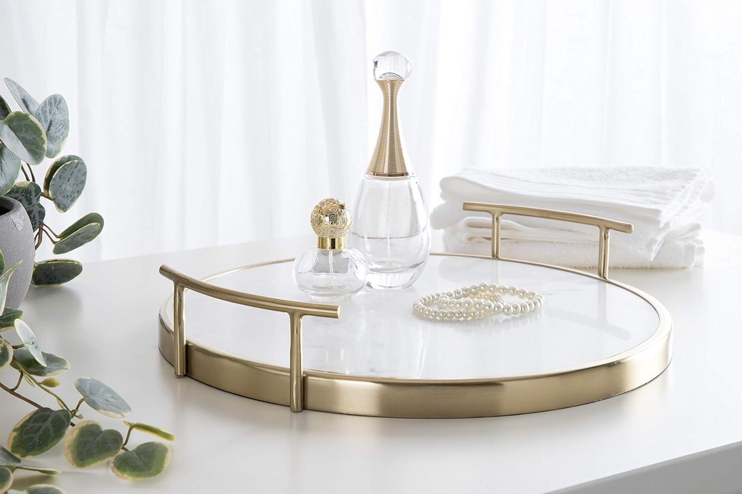 Kate and Laurel Marbury Tray, 14" Diameter, Gold