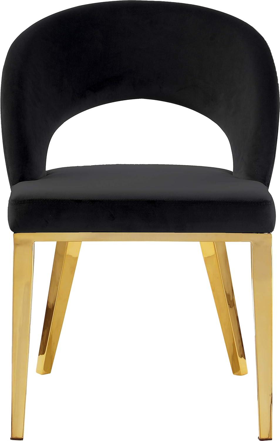 Roberto Black Velvet Upholstered Dining Chair with Gold Legs