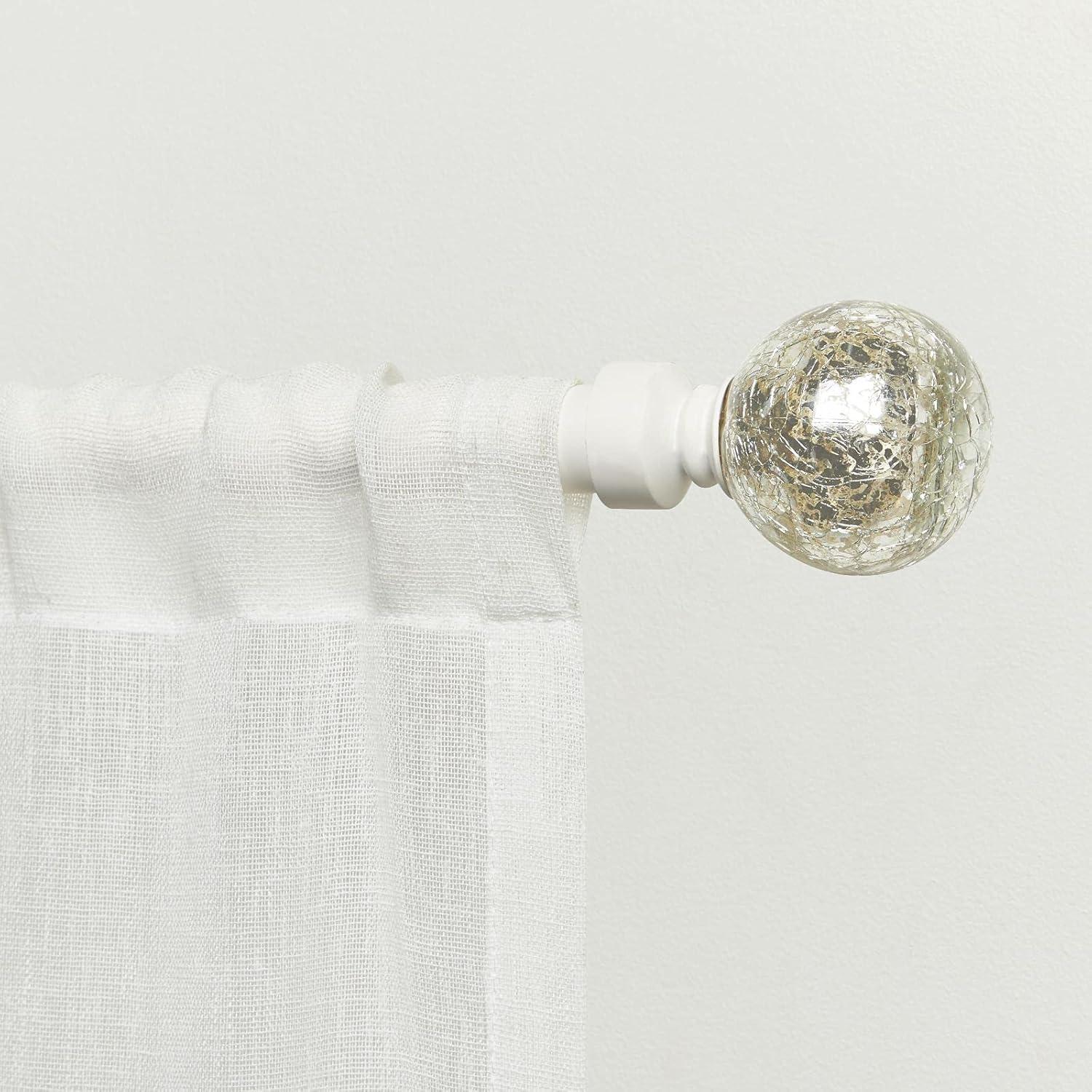 Azilee Exclusive Home Silver Aged Sphere 1" Curtain Rod and Coordinating Finial Set, Adjustable