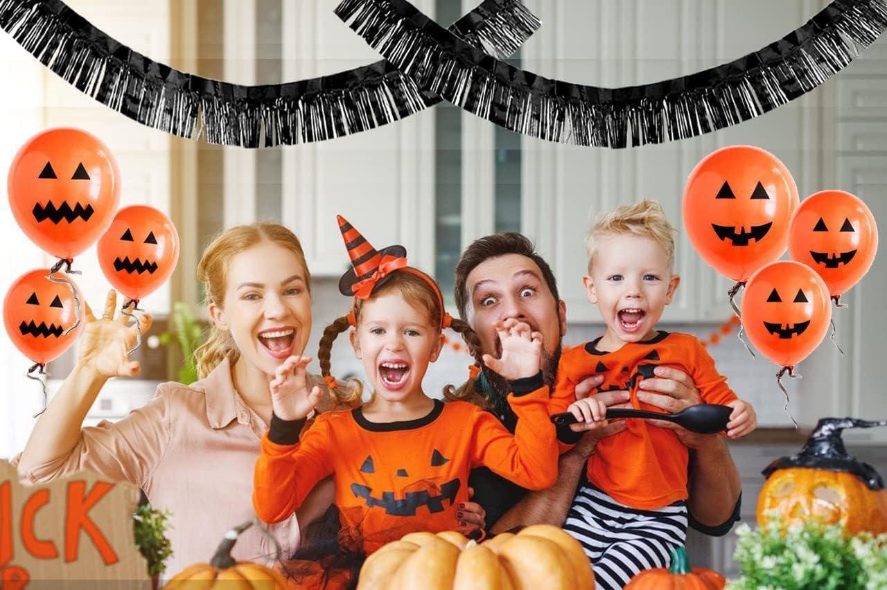 6 Pack 10 Feet Metallic Foil Fringe Garland Tinsel Streamers, Boriyuan Wall Hanging Fringe Backdrop Banner for Parade Floats, Wedding, Birthday, Christmas, New Year Party Decorations (Black)