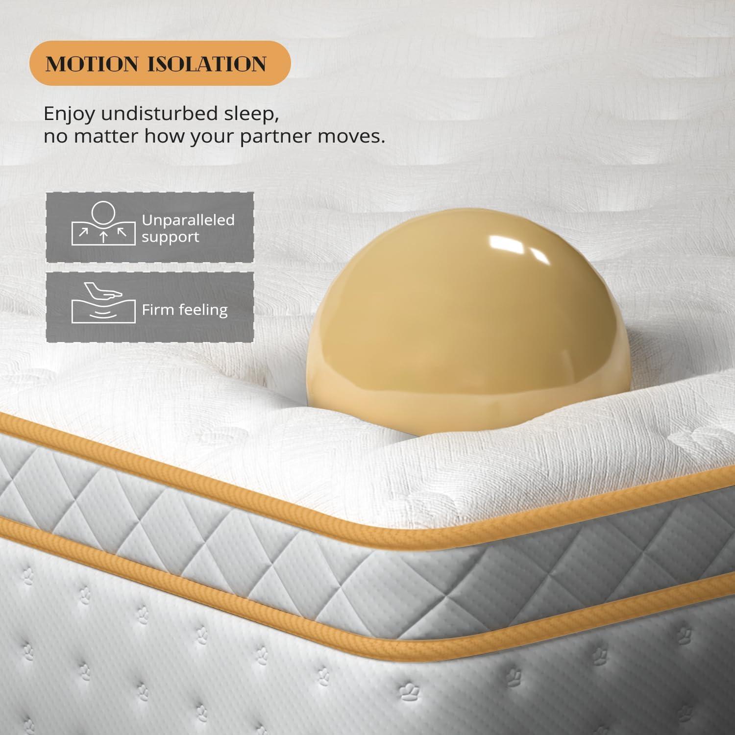 10 Inch Queen Mattress, Medium Firm Hybrid Mattress with Gel Memory Foam & Pocketed Coils, CertiPUR-US Certified, Pressure Relief, Motion Isolation, 100-Night Trial, 80“ x 60" x 10"