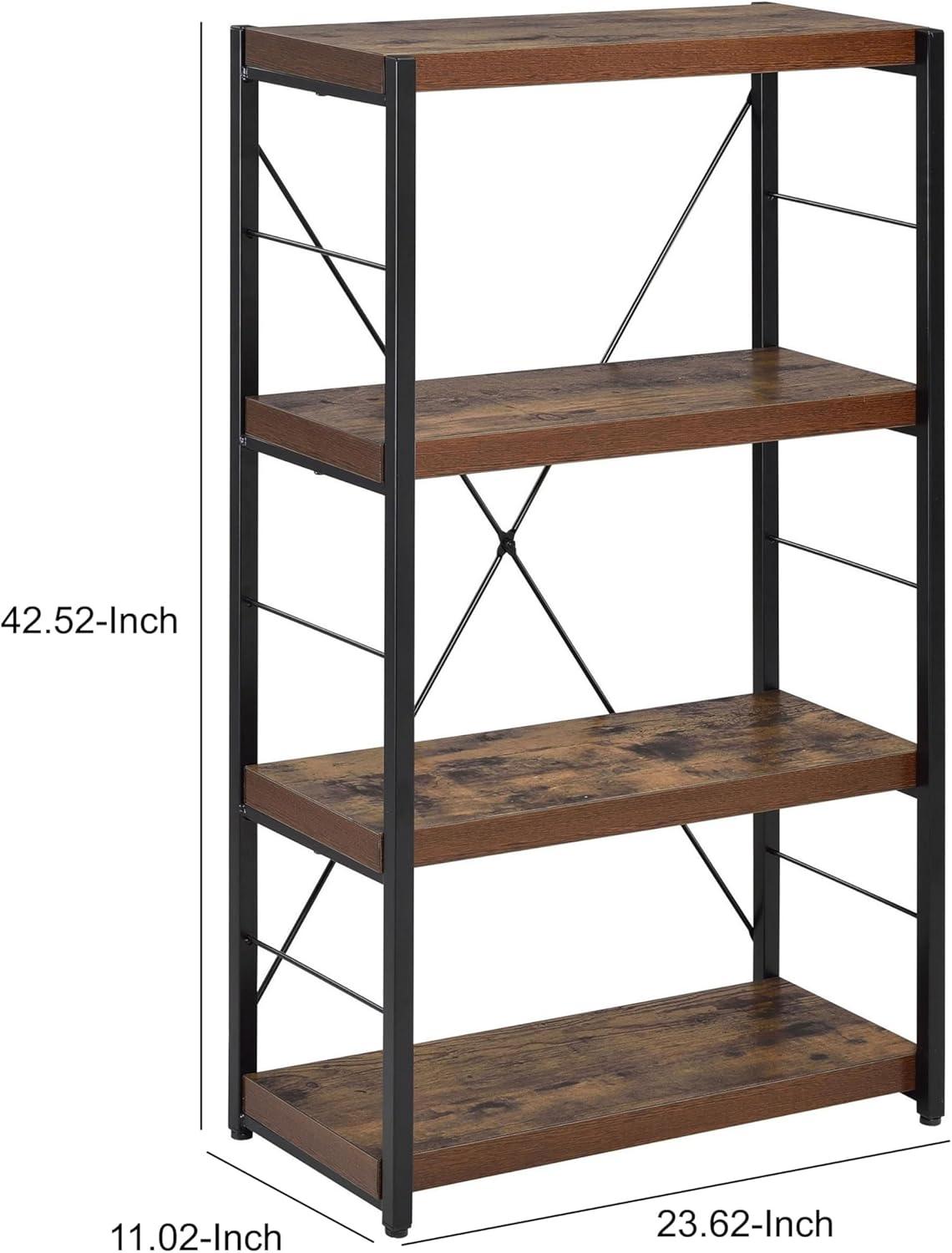 Bob 4 Shelf Wooden Bookcase In Weathered Oak