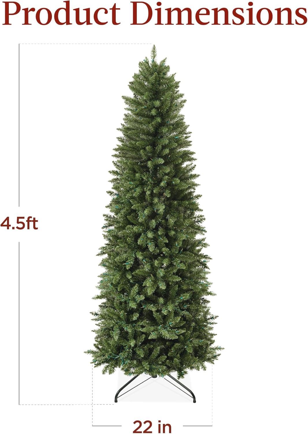 Best Choice Products Prelit Pencil Christmas Tree, Spruce Style Holiday Décor w/ 2-in-1 LED Lights