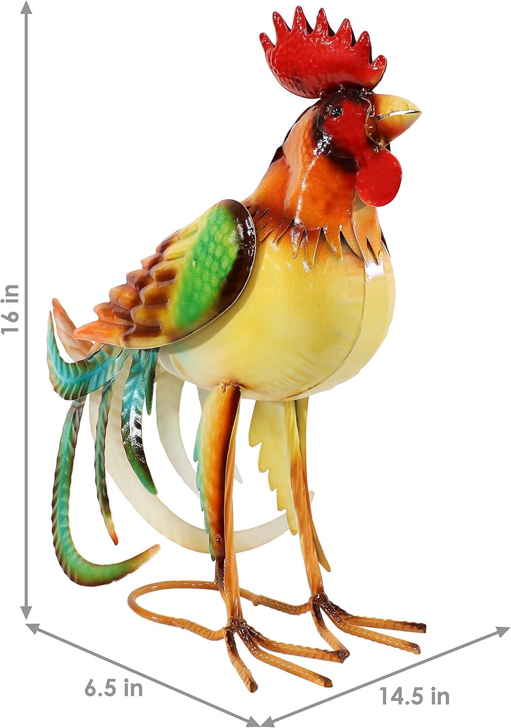 Romeo the Rooster 16" Multicolor Metal Outdoor Statue