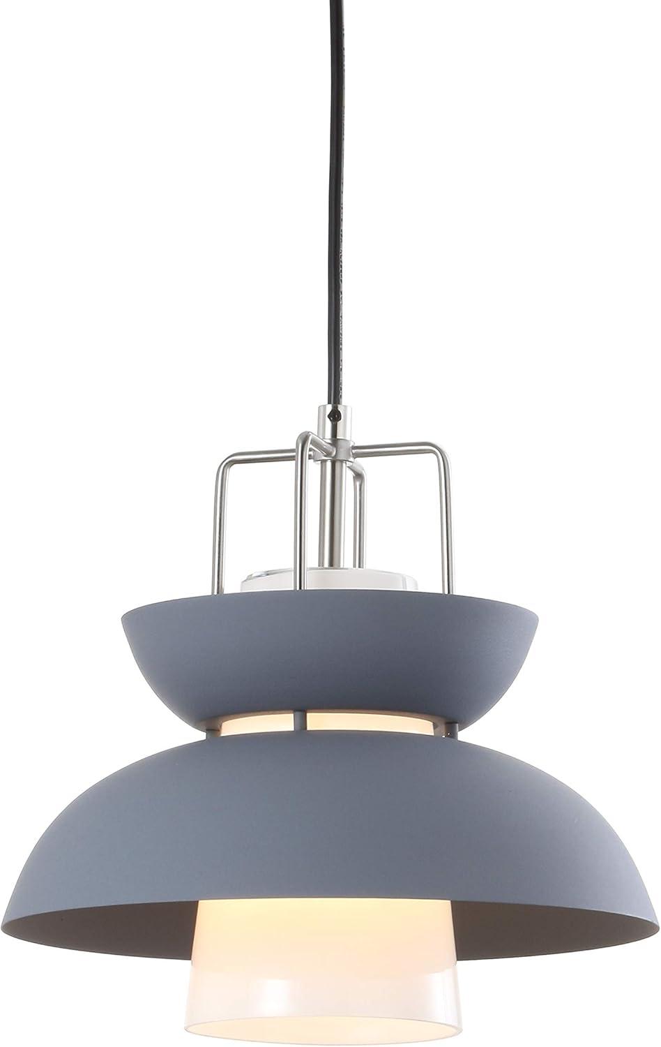 Paul 11" Adjustable Farmhouse Metal LED Pendant in Gray