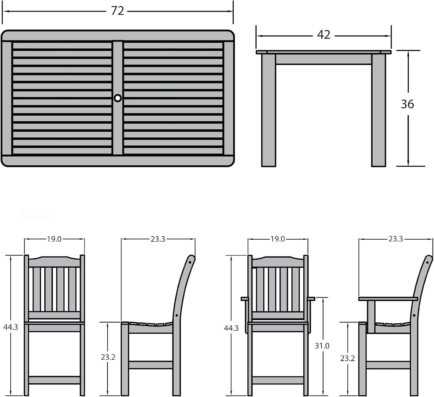 Lehigh Black Bamboo 7-Piece Outdoor Dining Set for 6