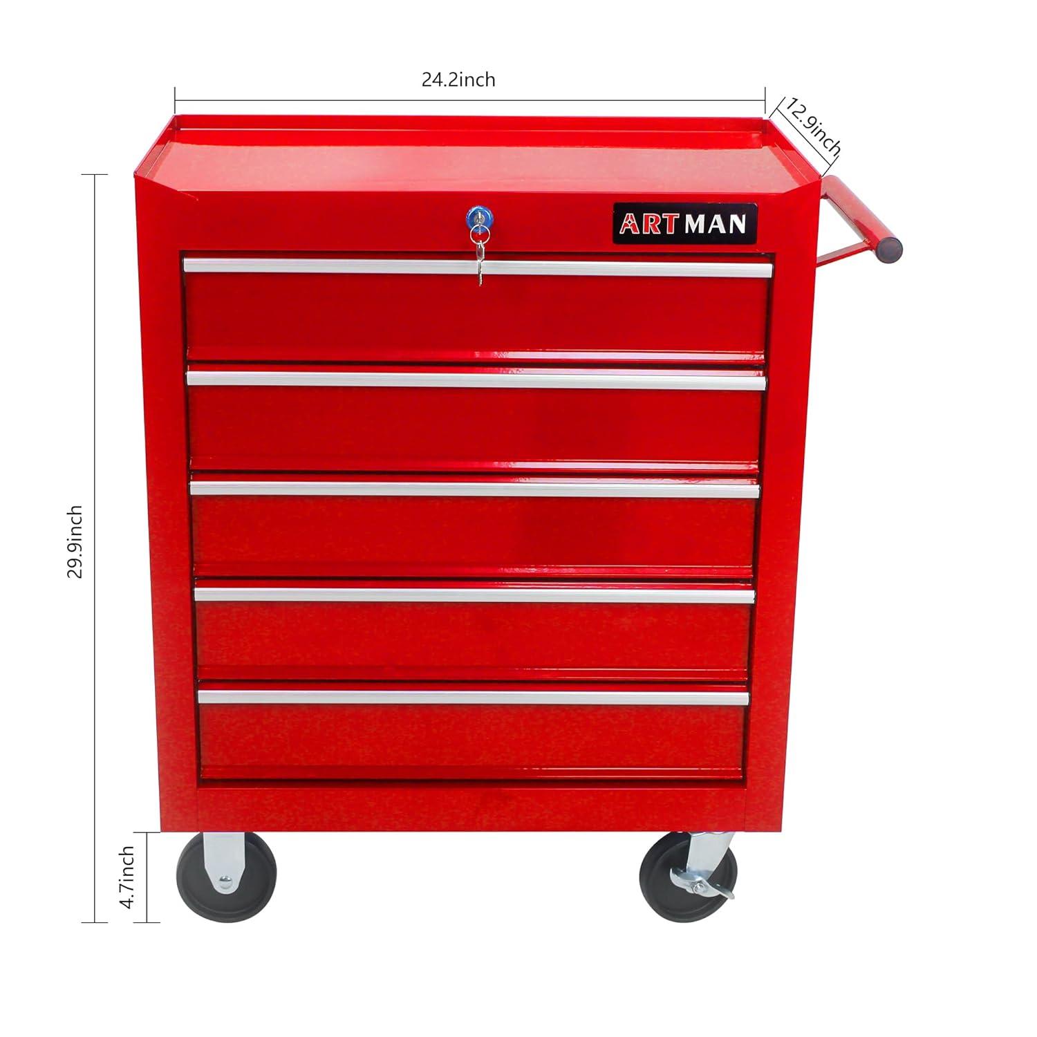 Yesurprise 12.99'' W 5 -Drawer Steel Job Site Storage with Wheels