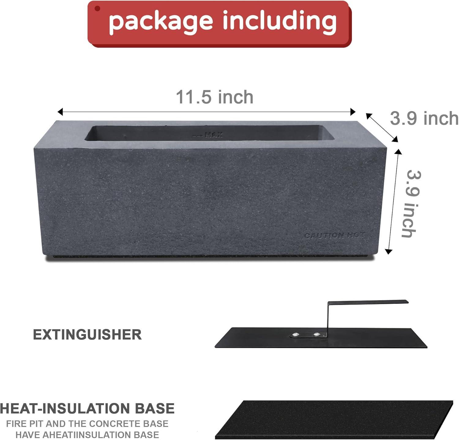 Light Gray Concrete Rectangular Tabletop Fire Pit