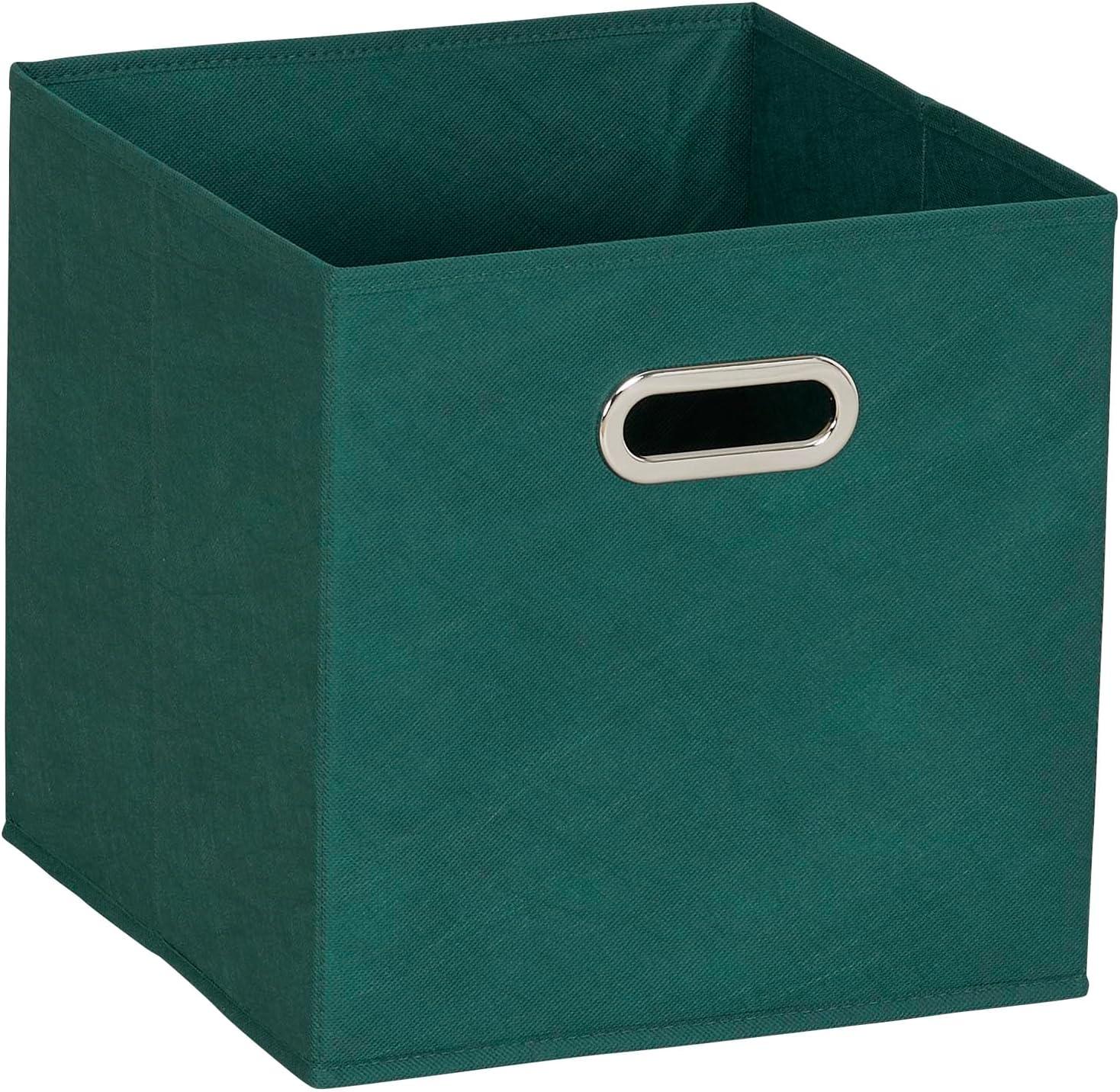 Household Essentials 11" Set of 6 Storage Bins Forest Green: 11 Inch Cube Storage, Polypropylene, Handles, Folds Flat