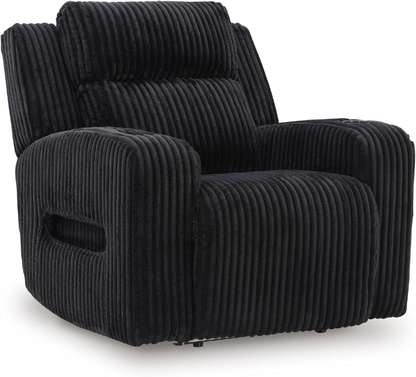 Signature Design by Ashley The Man-Den Leather Power Recliner in Gray