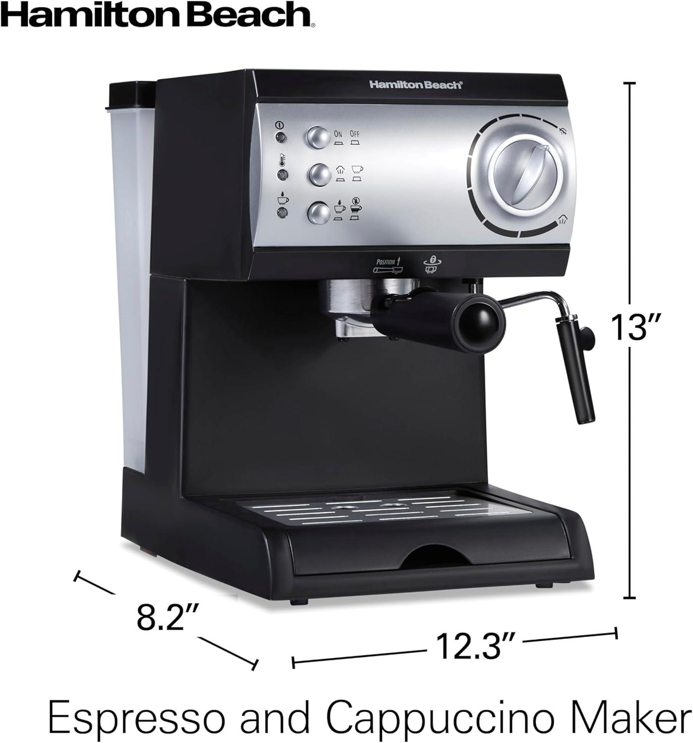 Hamilton Beach Espresso Maker, Black, 15 Bar Pump, New, 40715