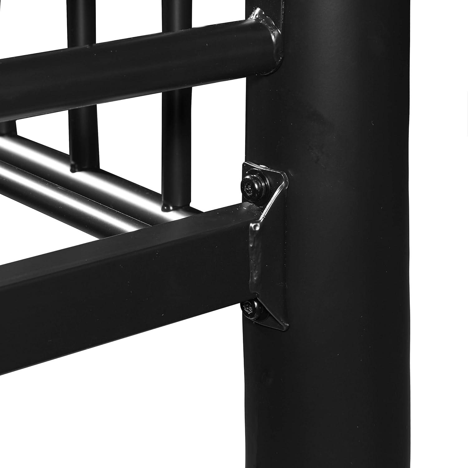 Sleek Black Metal Full Over Full Bunk Bed with Easy-Access Ladder