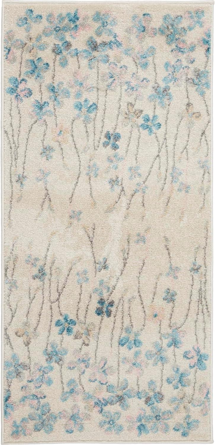 Nourison Tranquil Contemporary Floral Ivory 2' X 4' Area Rug, (2' x 4')