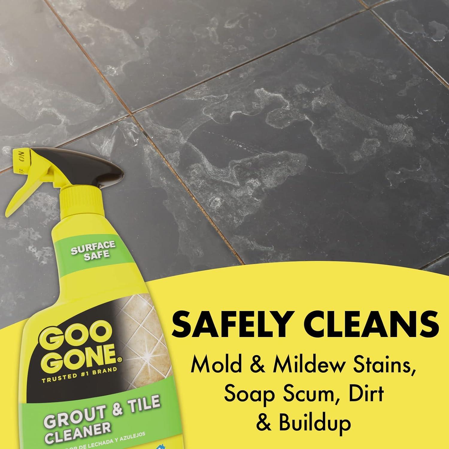 Goo Gone Grout and Tile Cleaner - 28 Ounce - Removes Tough Stains Dirt Caused by Mold Mildew Soap Scum and Hard Water Staining - Safe on Tile Ceramic Porcelain