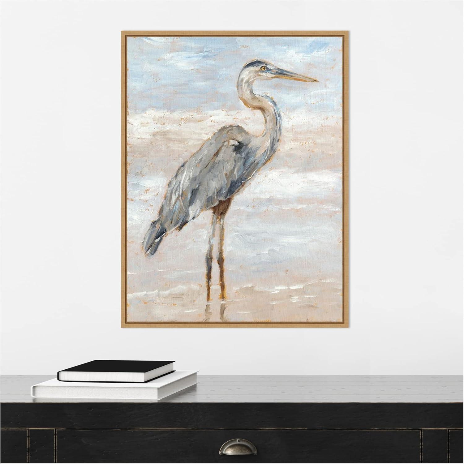 Amanti Art Beach Heron I by Ethan Harper Framed Canvas Wall Art Print