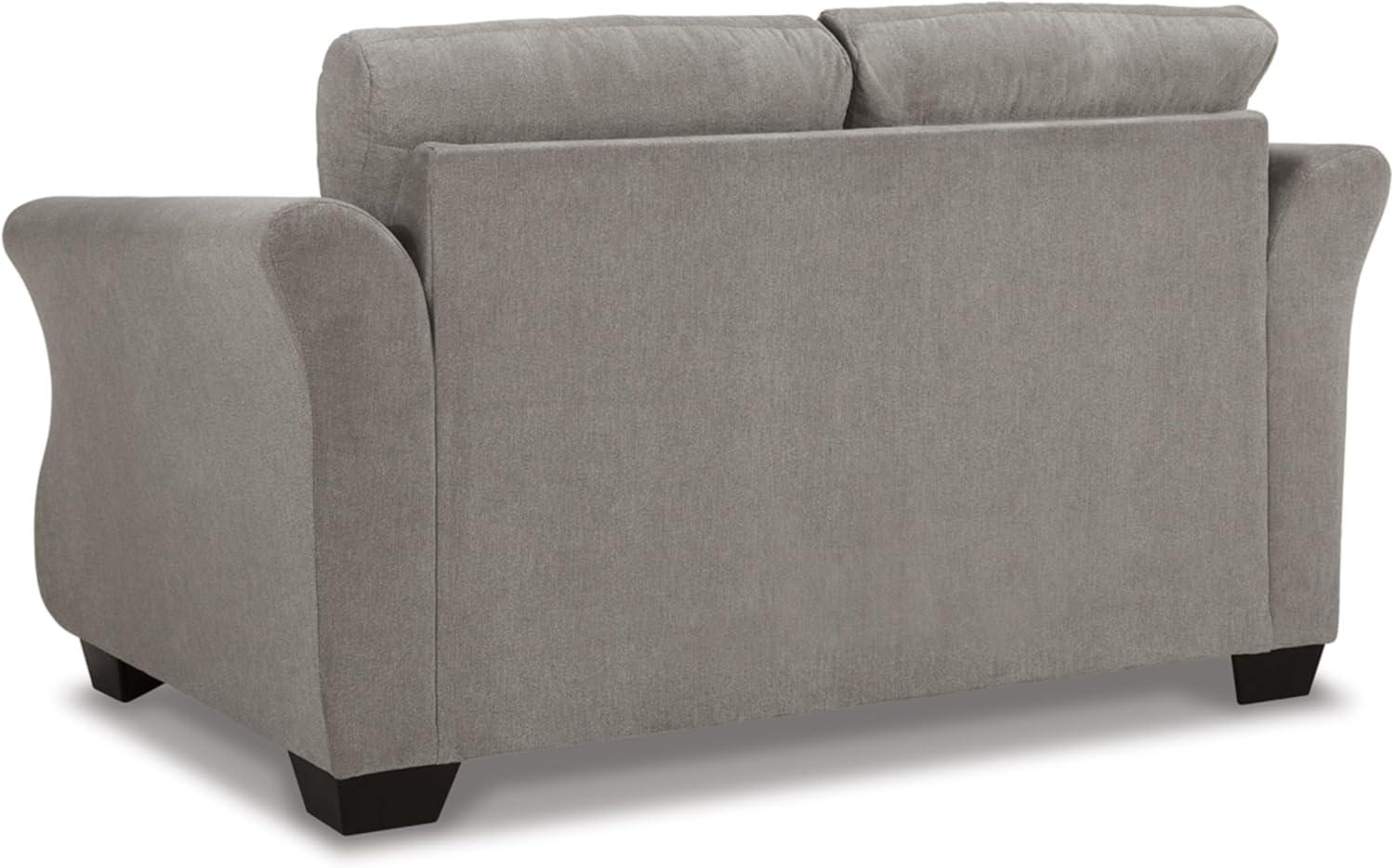 Gray Tufted Microfiber Flared Arm Loveseat