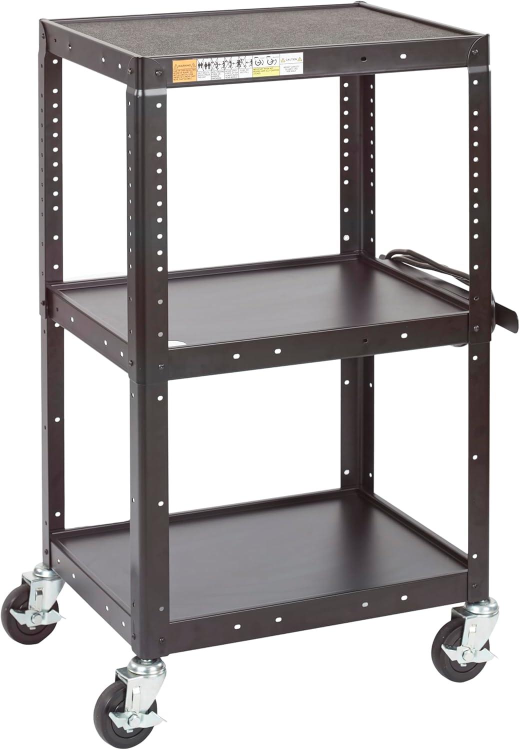 ECR4Kids AV Media Cart, Rolling Storage, Black