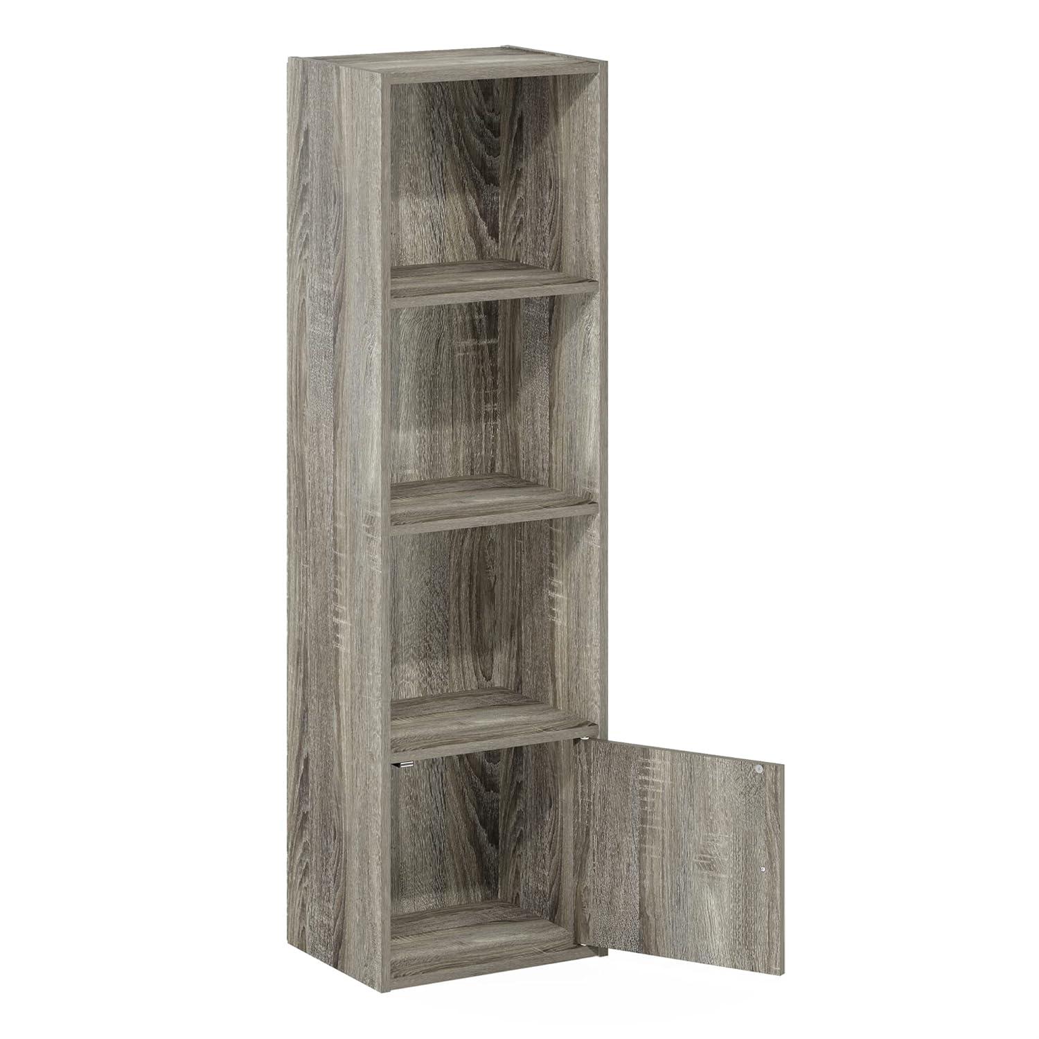 VBOLF Luder Shelf Bookcase with 1 Door Storage Cabinet, French Oak
