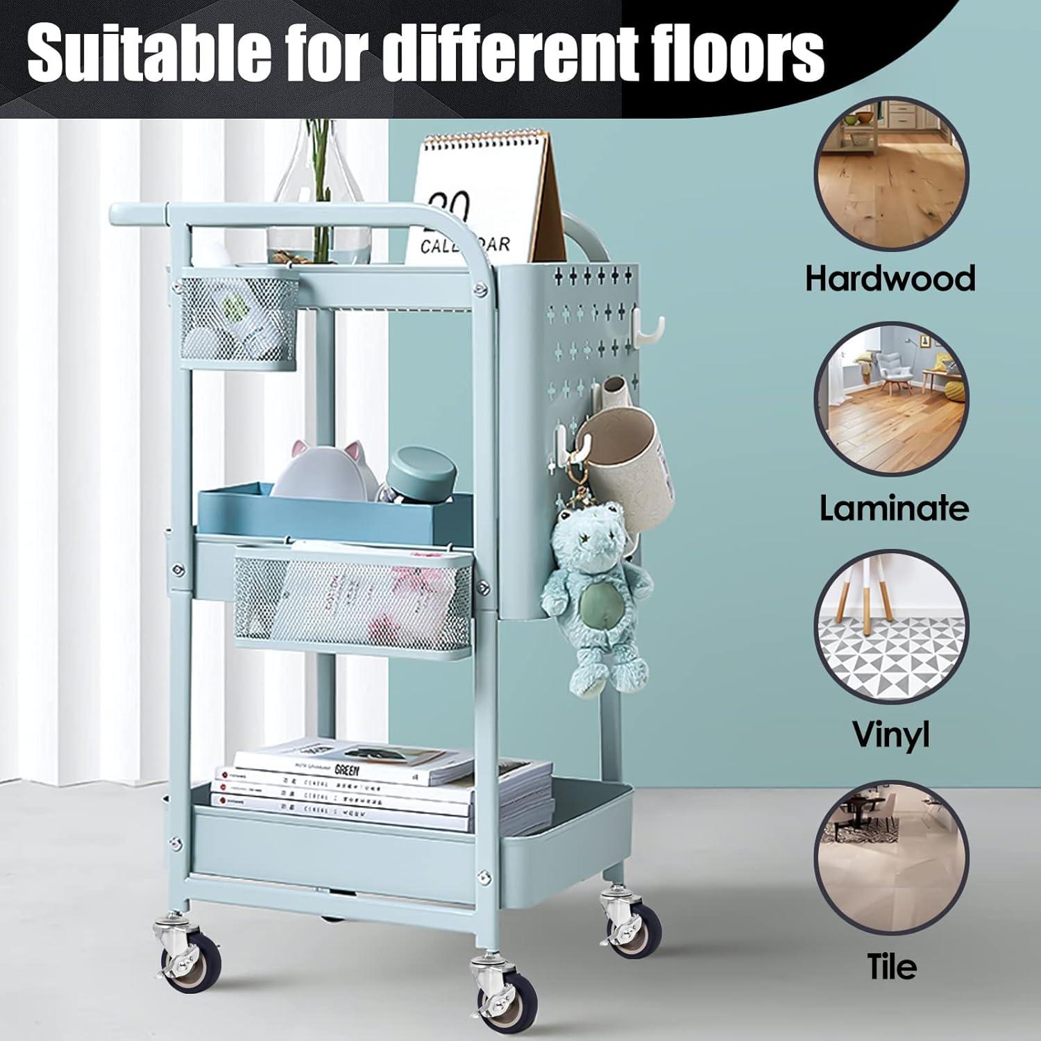 Caster Wheels, 3 Inch Stem Casters Set of 4, Heavy Duty Swivel Wheel with Brake, Metric Size M8-1.25-15 (Screw Diameter 8mm, Screw Length 15mm) Casters for Workbench Trolley, Furniture Dolly