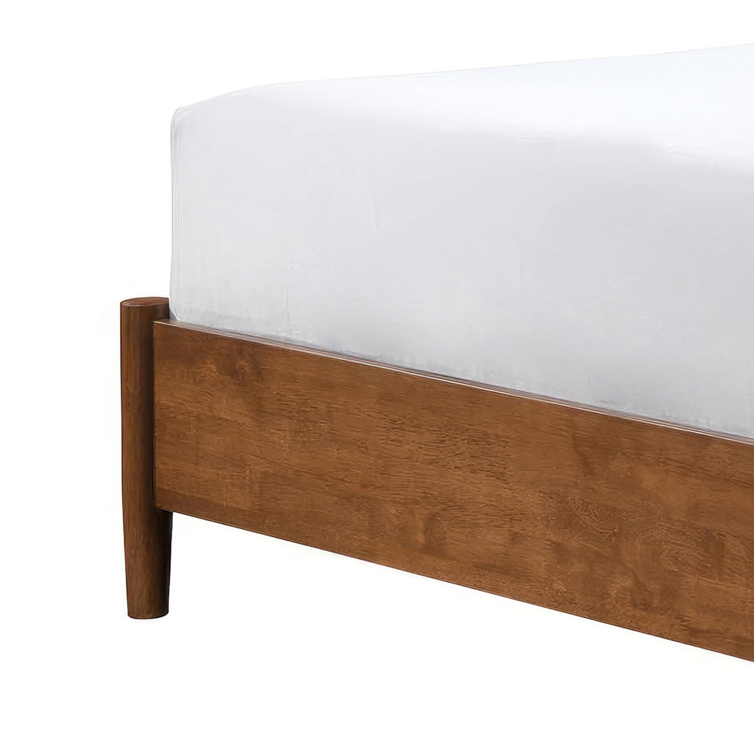 HOMES: Inside + Out Full Riverstone Mid-Century Modern Platform Bed with Headboard Walnut Wood