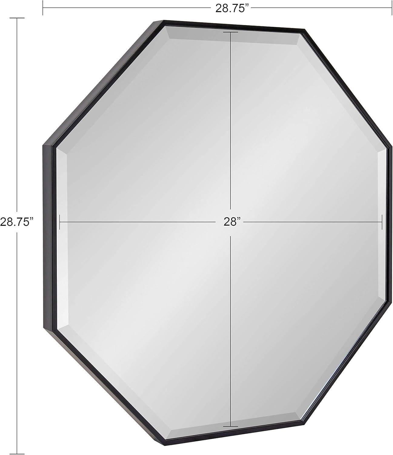 Kate & Laurel All Things Decor 28.7" x 28.7" Rhodes Octagon Wall Mirror Black : Modern, Beveled, Easy to Hang
