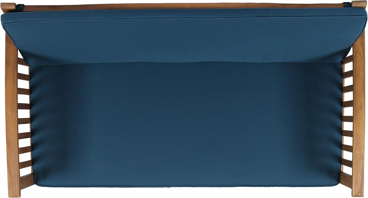 GDF Studio Oliver Outdoor Acacia Wood Loveseat, Brown and Dark Teal
