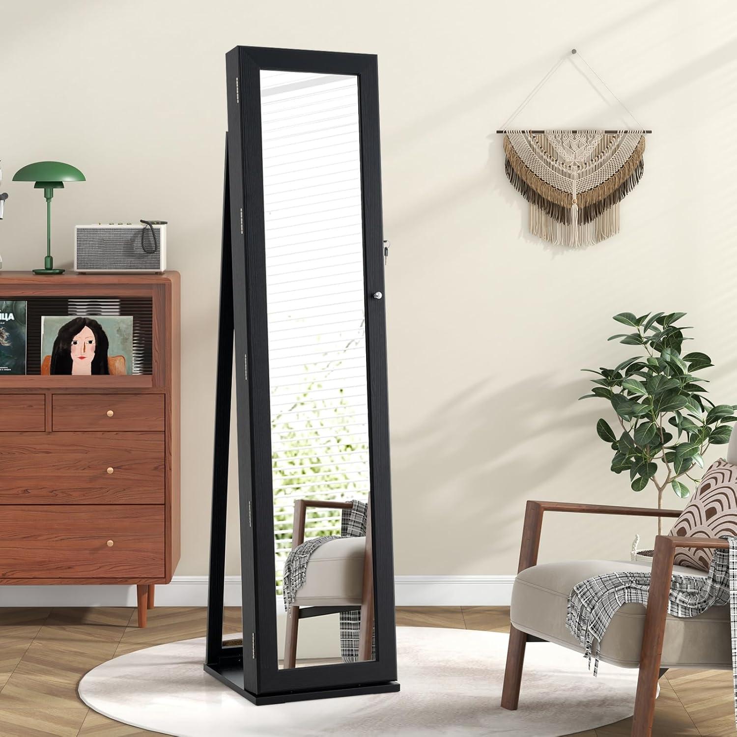 NIERBO Lockable Jewelry Organizer Mirror - Stylish Storage Solution For Women