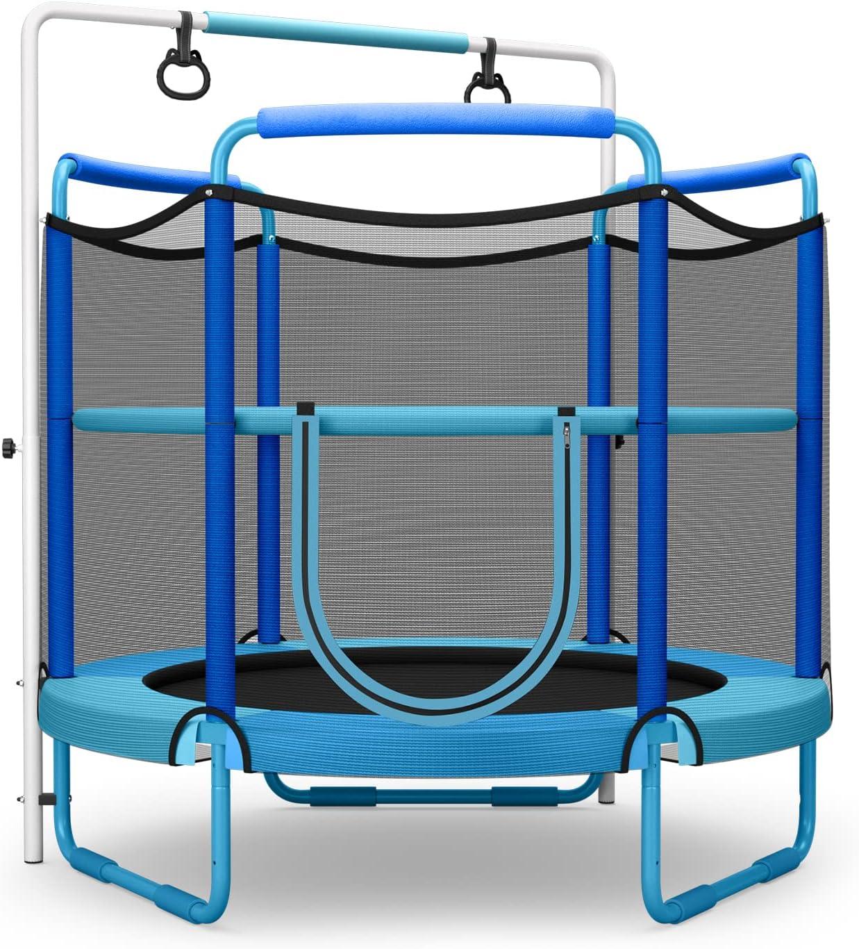 Gymax 5FT Kids 3-in-1 Game Seamless Trampoline W/ Enclosure Net Spring Pad In/ Outdoor