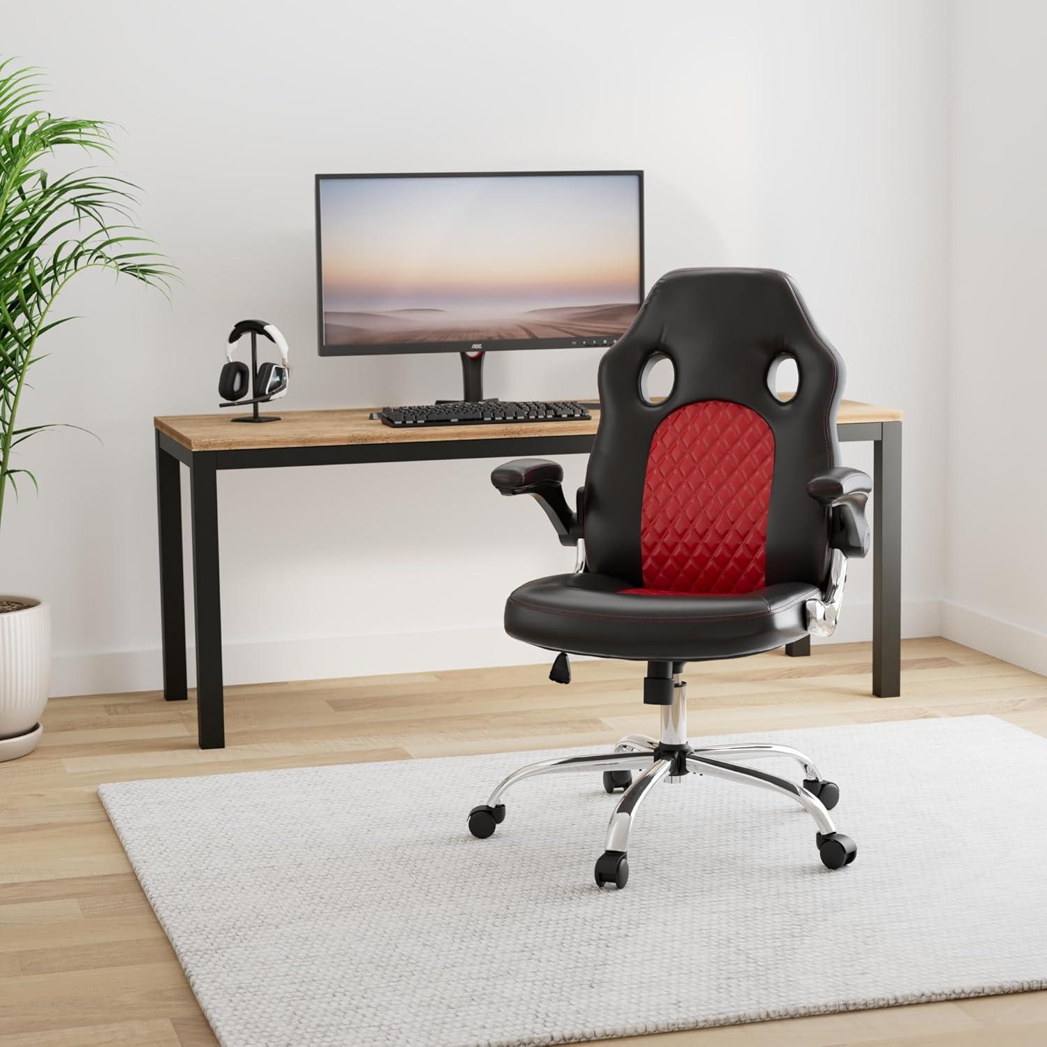 Black and Red PU Leather Ergonomic Gaming Office Chair