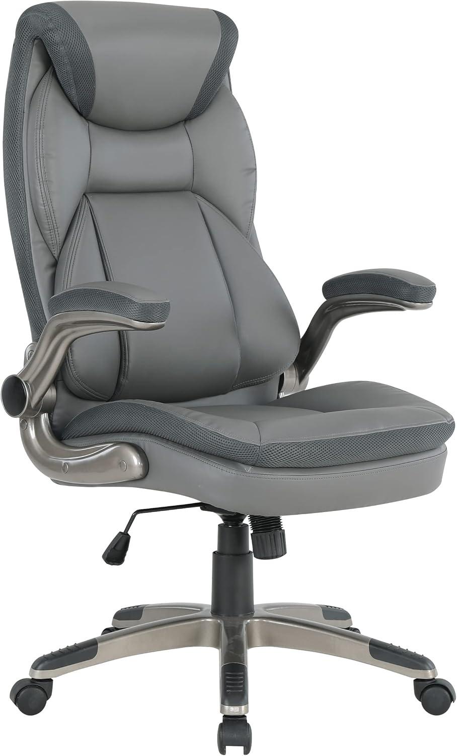 Executive Charcoal Bonded Leather Chair with Titanium Coated Nylon Base