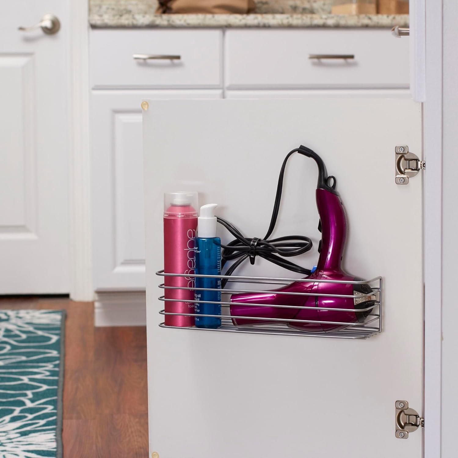 Nickel Powder Finish Over Door Metal Wire Organizer Shelf