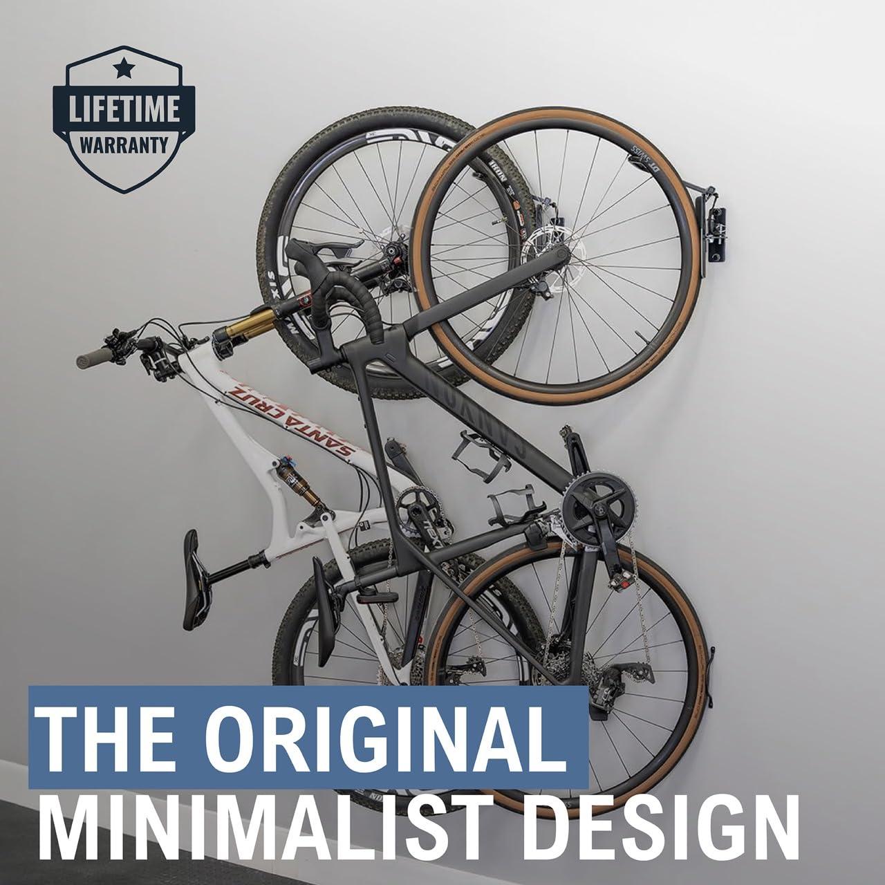 StoreYourBoard Swivel Mount Bike Storage Rack | 2 Bike Garage Wall Hooks | Deep Water