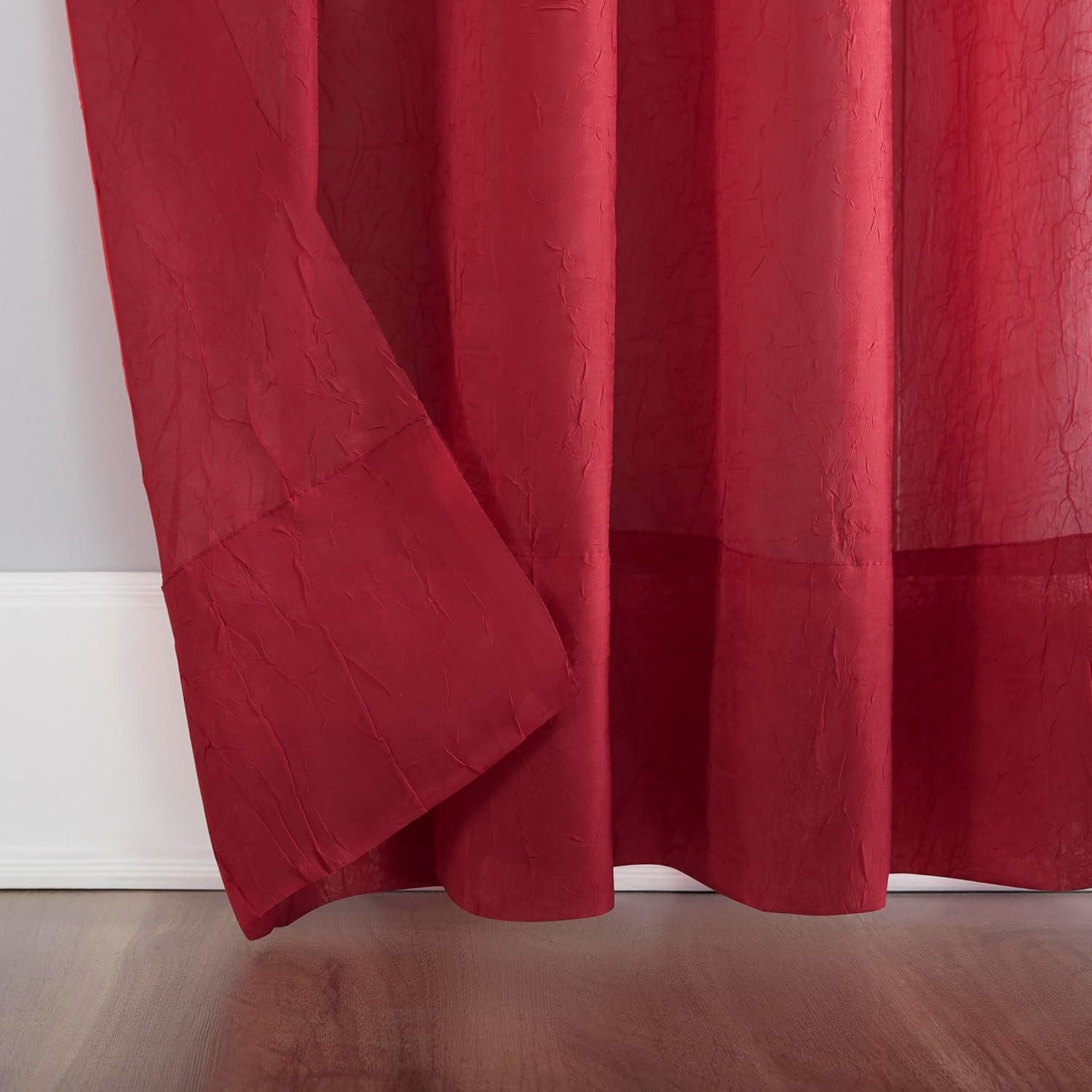 No. 918 Jillian Crushed Voile Sheer Rod Pocket Curtain Panel, 51" x 108", Red