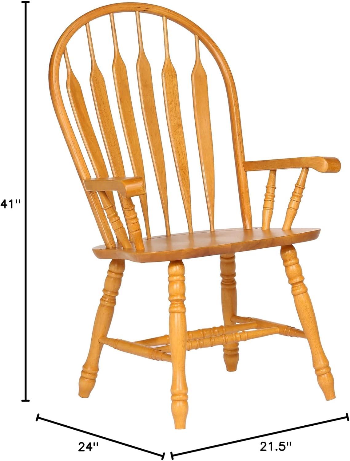 Selections Comfort Windsor Dining Chair with Arms Light Oak Solid Wood Armchair