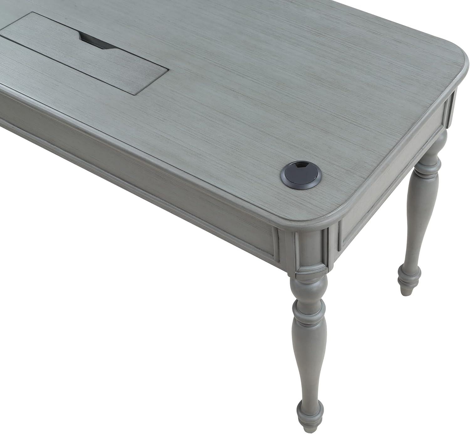 Country Meadows L-Shape Engineered Wood Desk with Power in Plantation Gray