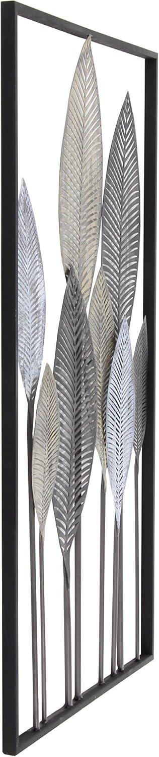 DecMode Bronze Metal Leaf Wall Decor with Black Frame
