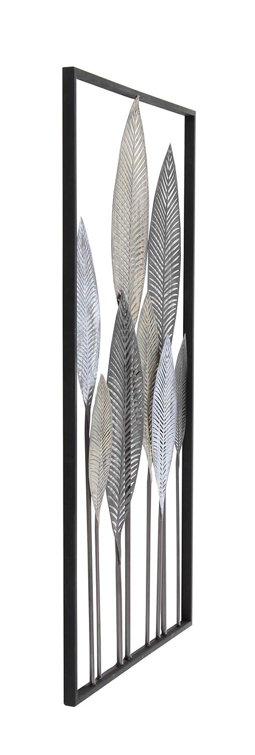 DecMode Bronze Metal Leaf Wall Decor with Black Frame