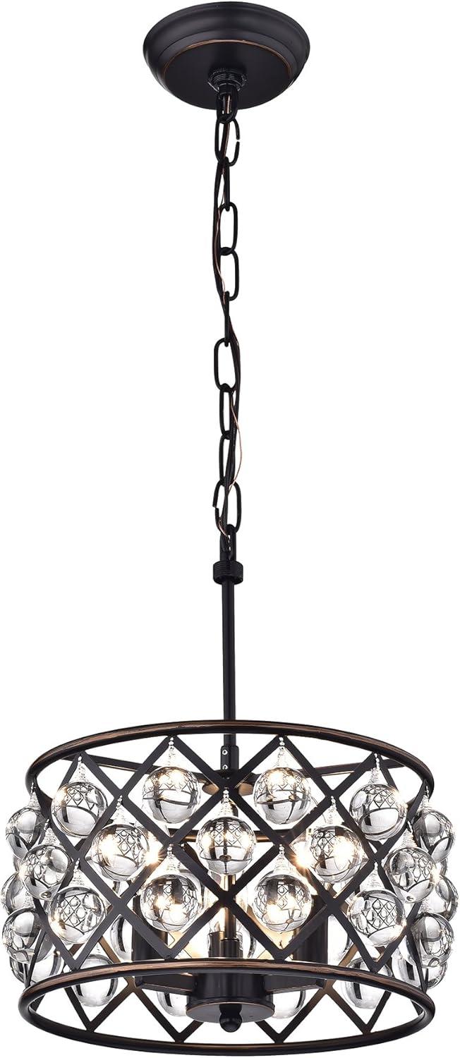 Azha Oil Rubbed Bronze Crystal Drum Pendant Chandelier, 54'' Height