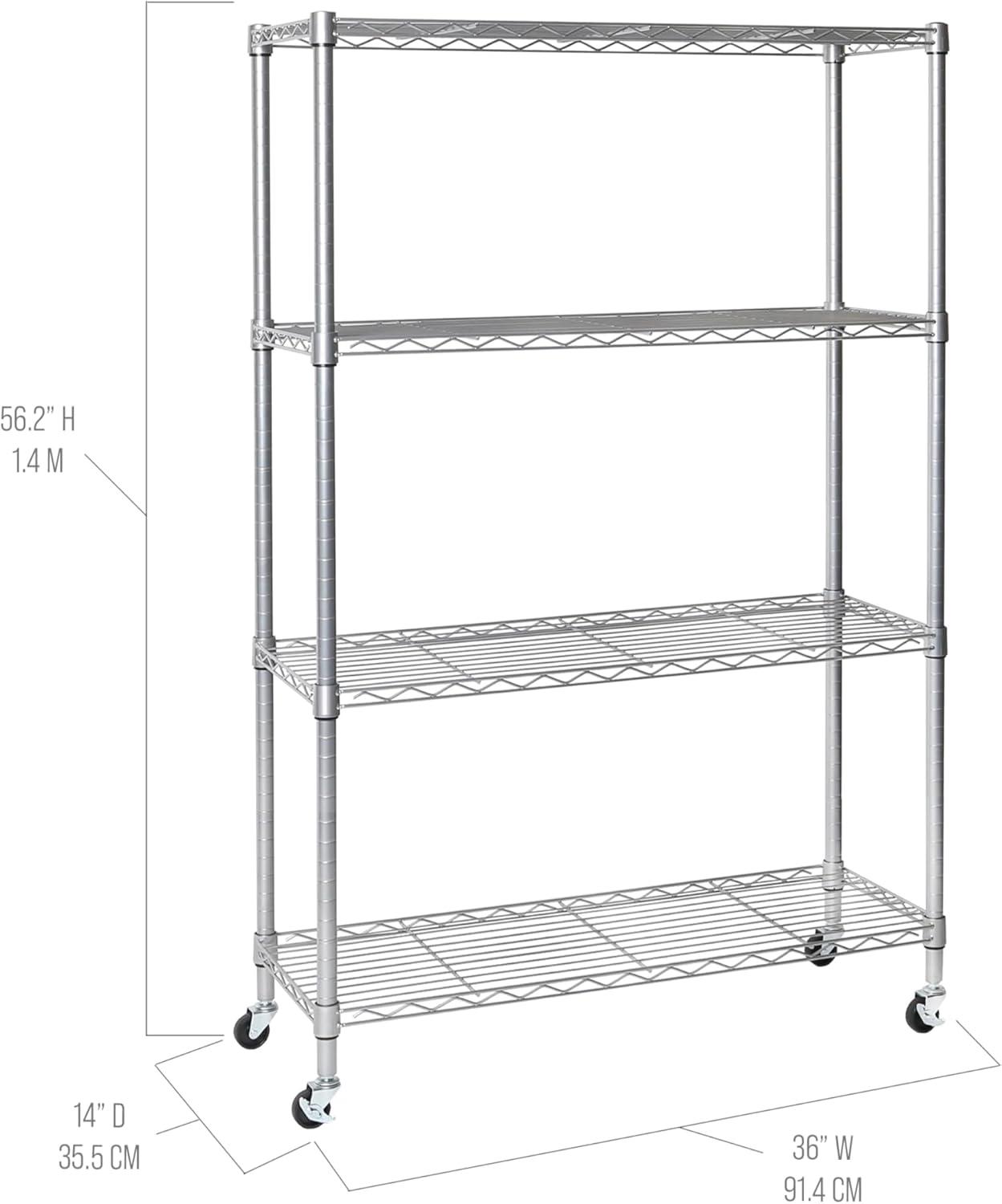 36'' W Steel Adjustable Height Shelving Unit with Wheels