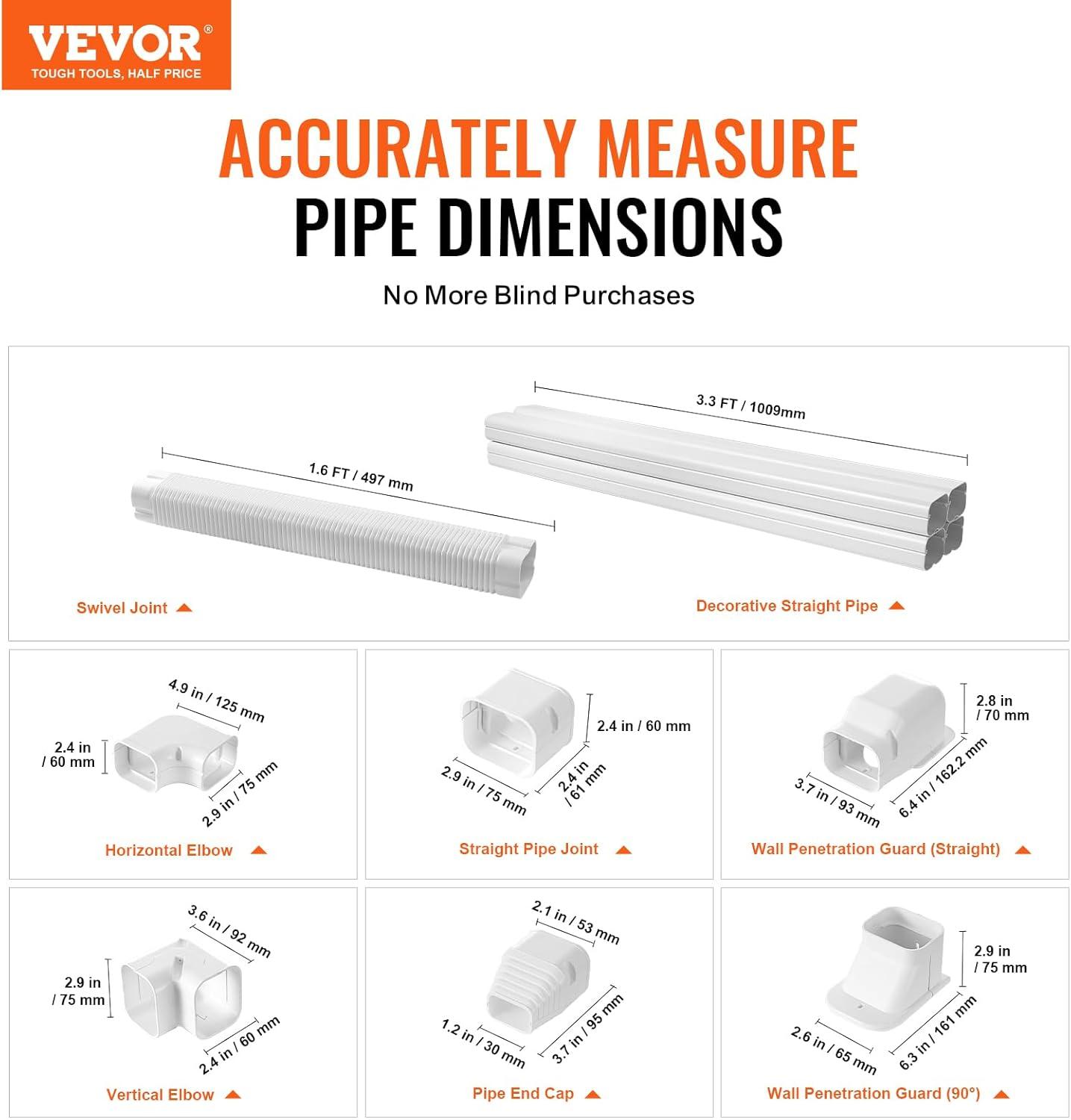 White PVC Decorative Air Conditioner Line Set Cover Kit