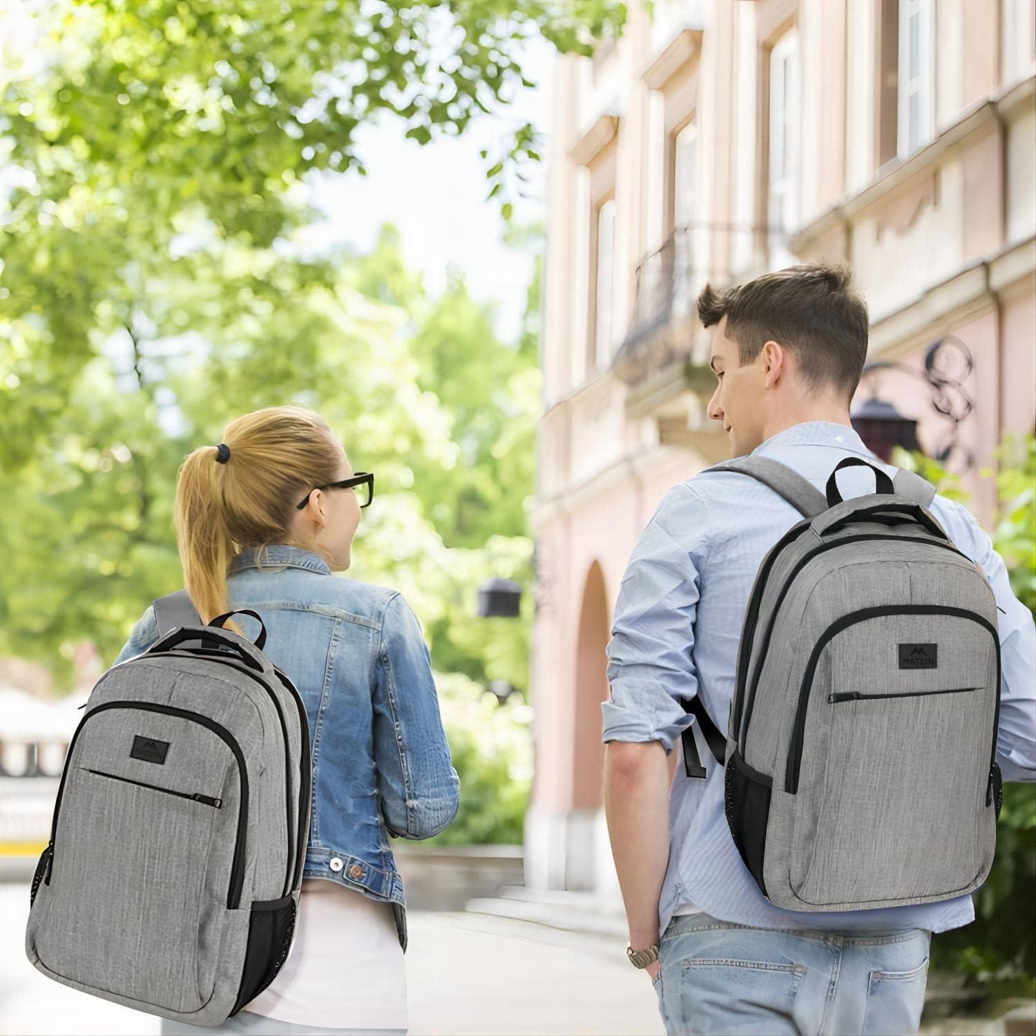 Gray Anti-Theft Water Resistant Laptop Backpack with USB Port