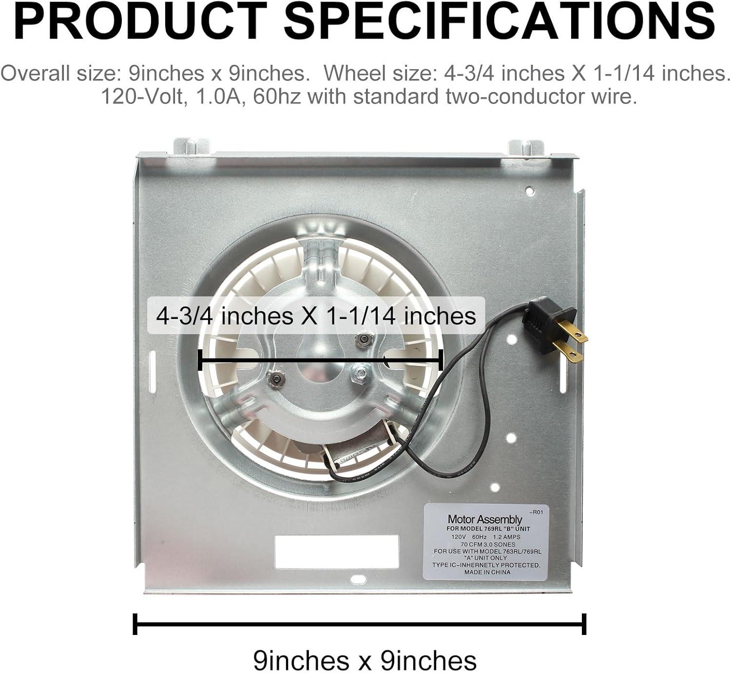 S0504B000 Bathroom Fan Motor Assembly Compatible with Bro-an Nutone 769RL for B Unit, Repalce Models 757, 769RFT-R01, 769RL, 769RL-R01 and VF707RCN. 765RL