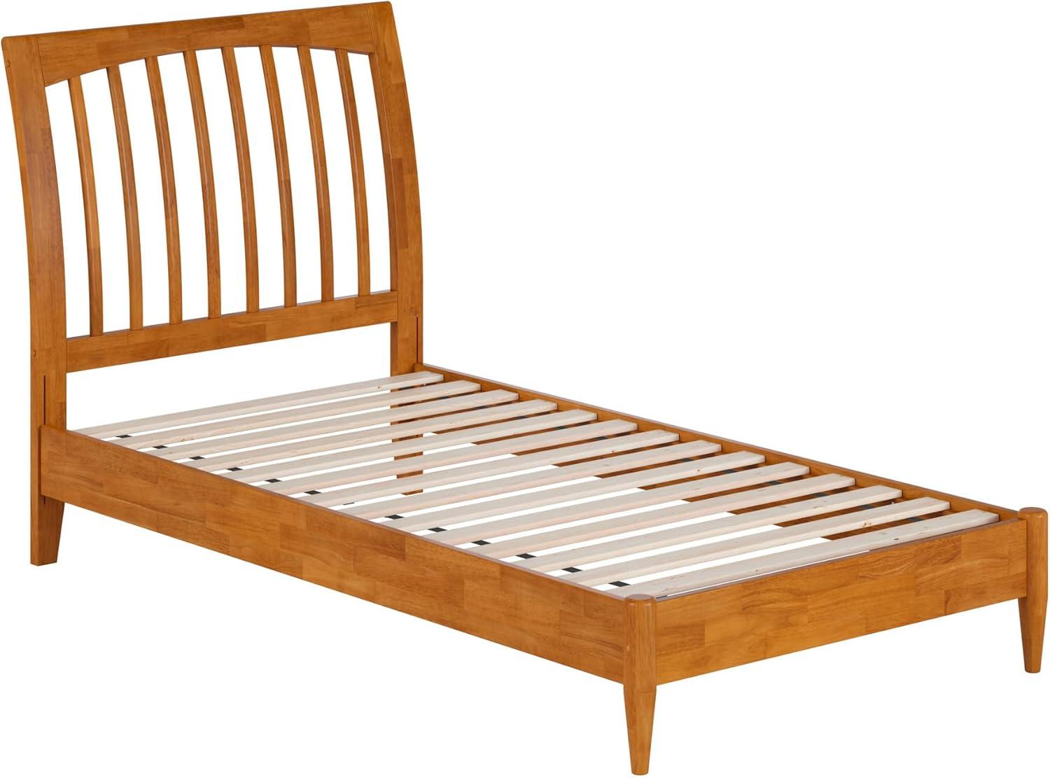 AFI Orleans Queen Solid Wood Low Profile Sleigh Platform Bed, Light Toffee