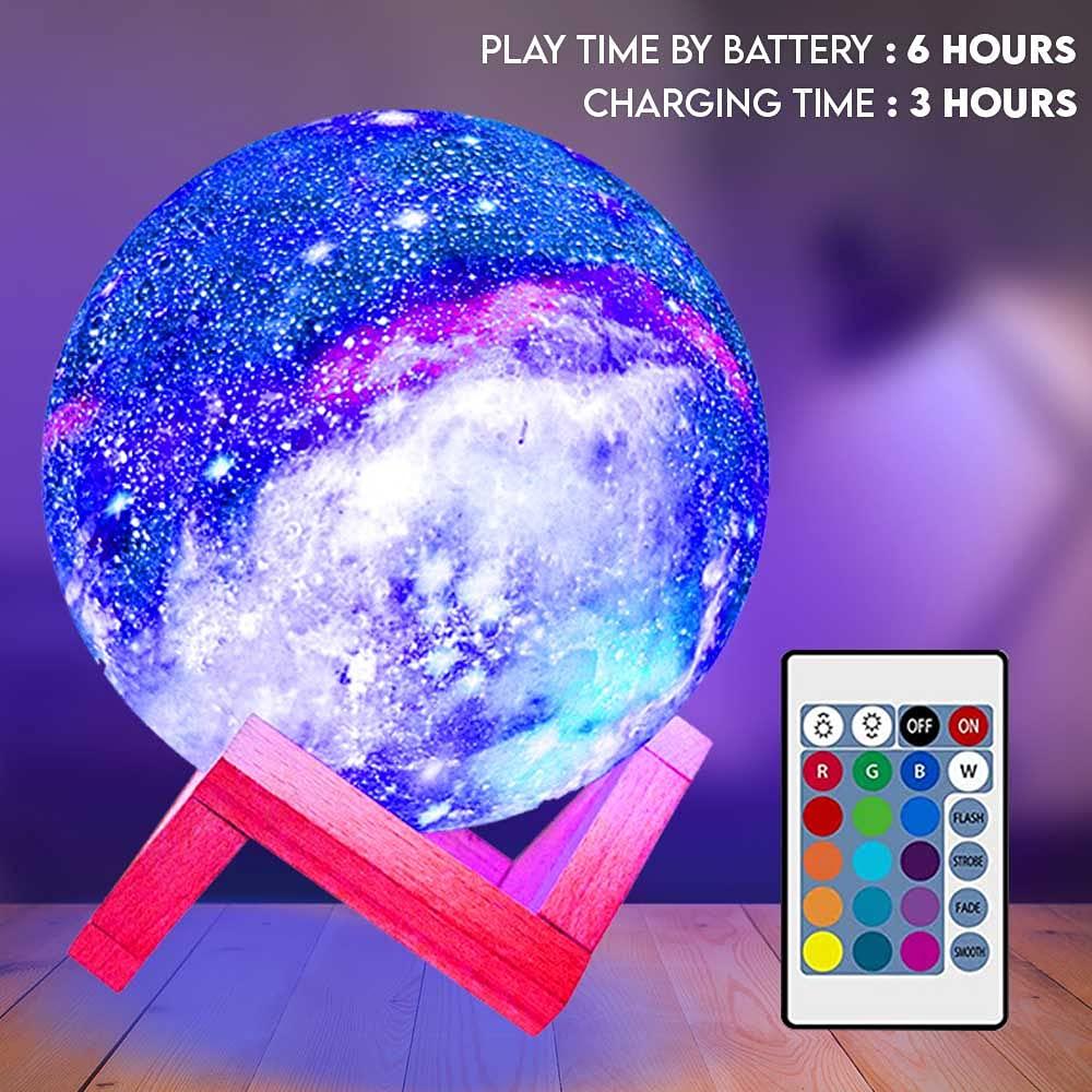 WBM LLC Himalayan Glow 3D galaxy Moon Lamp, 16 Multi-Color LEDs, Unique Idle Gift for Girls, Women