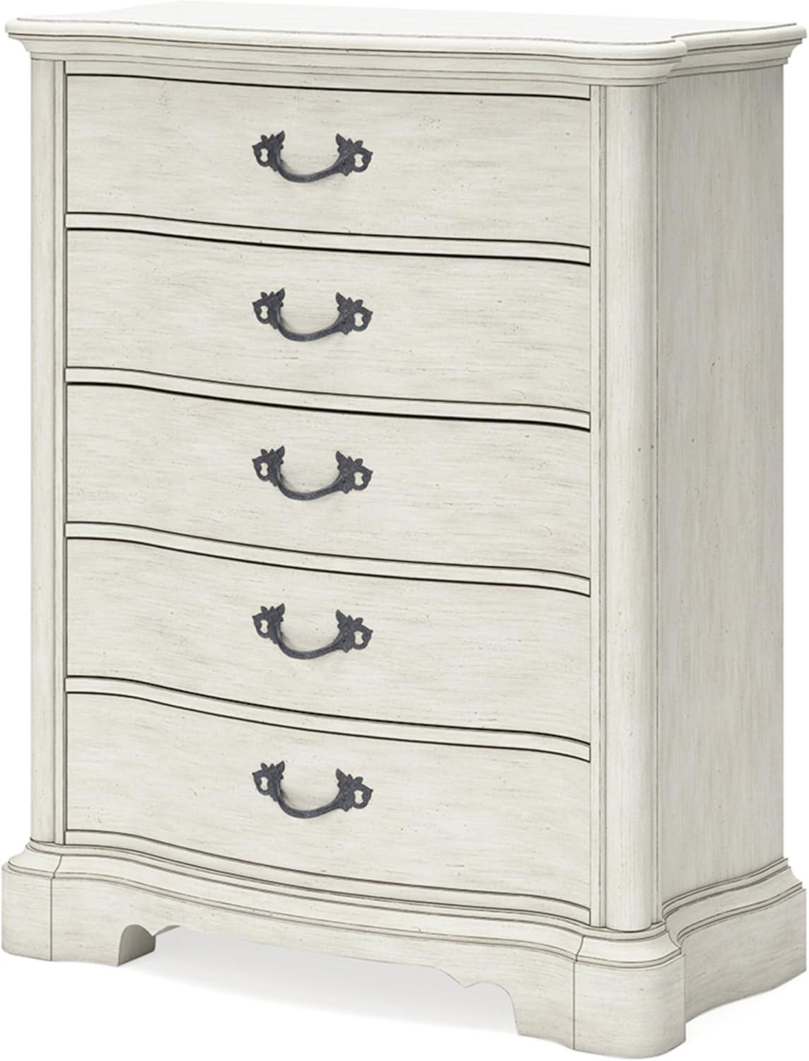 White Traditional 5-Drawer Chest with Dovetail Drawer