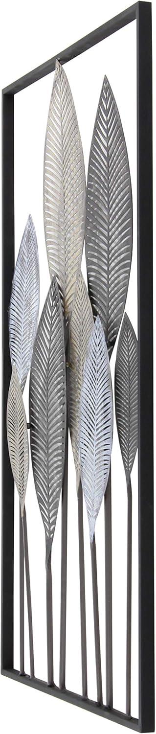 DecMode Bronze Metal Leaf Wall Decor with Black Frame