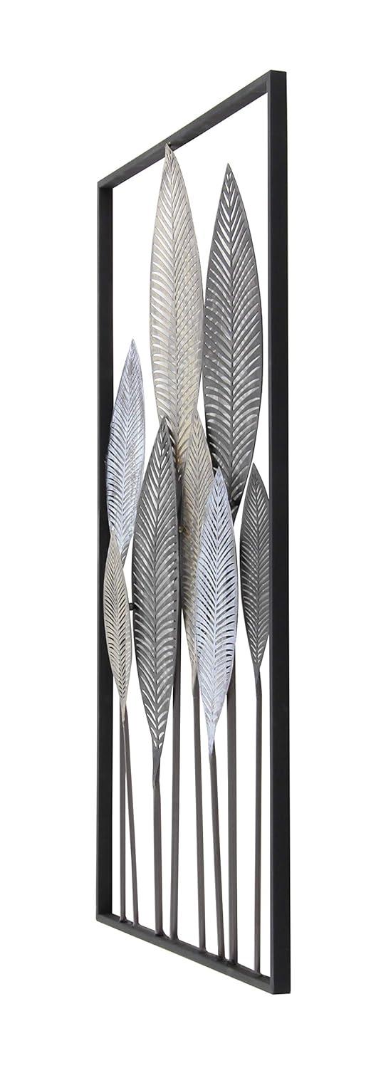 DecMode Bronze Metal Leaf Wall Decor with Black Frame